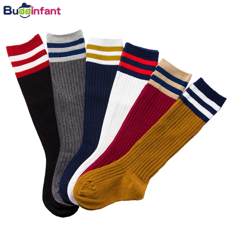 

3 Pairs/lot Child Boys Long Knee Socks Kids Football Sock Cotton Striped Knee High Socks for Kids Children Baby 1/3/5/7/9 Year