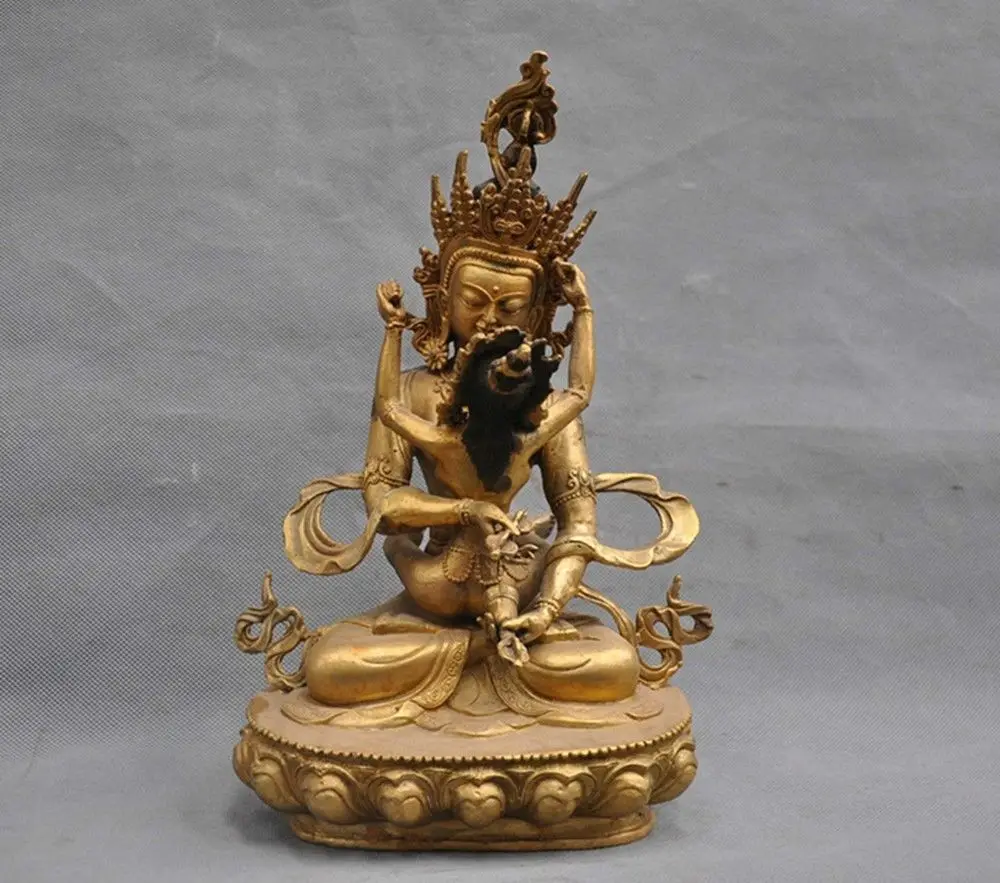 

26++12"Chinese Tibet Folk Culture Handmade Bronze Copper Vajrasattva Buddha Statue