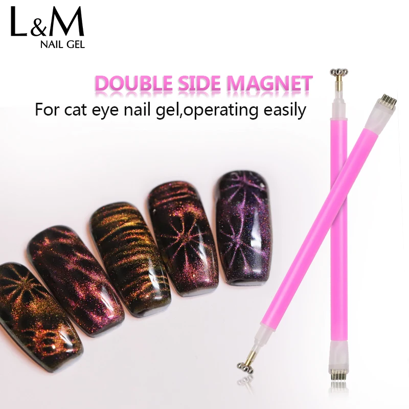 

ibdgel 1 Pc Nail Art Flower Dual-ended Cat Eye Magnet Pen Stripe Grid For DIY 3D Magic cat eyes gel polish