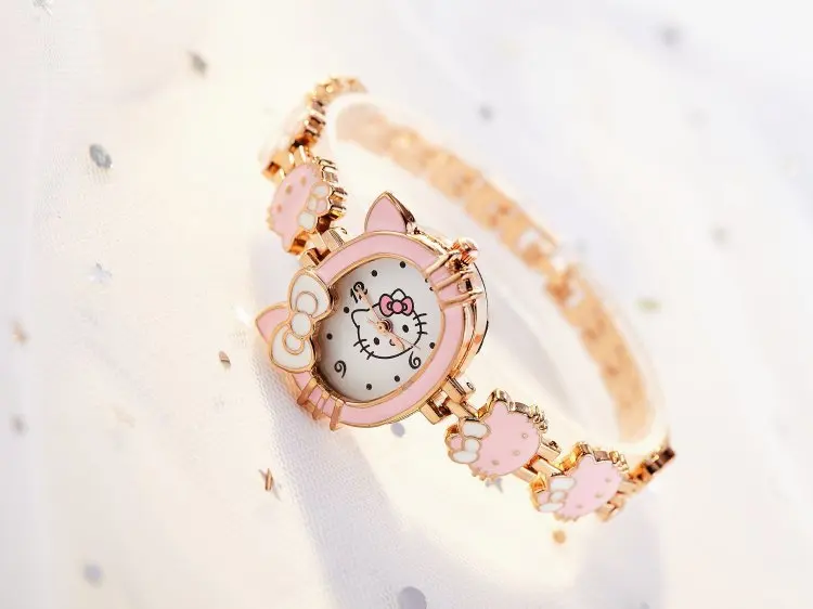 Hello kitty Новинка 2019 года relojes детские часы с рисунком из мультфиломов модные детские милые нержавеющая сталь кварцевые часы девушка