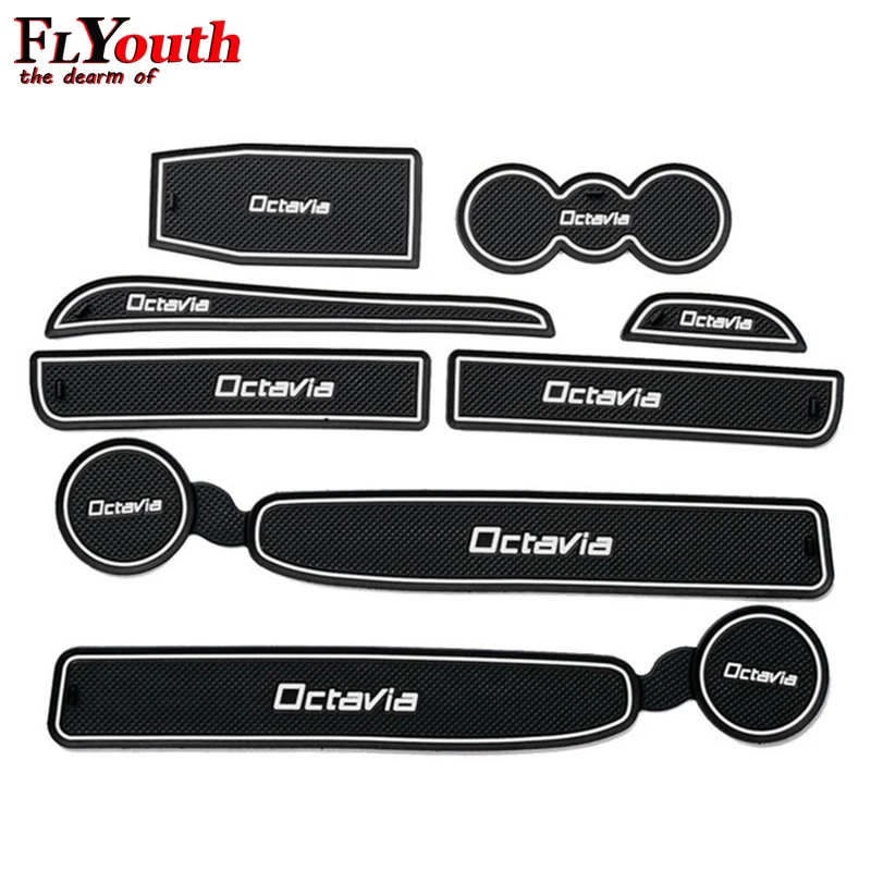 

For Skoda Octavia A7 A5 2 2007-2014 3D Rubber Car Anti Slip Mat Interior Door Pad/Cup Mat Car Accessories Styling 8Pcs