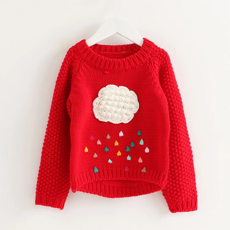 DZIECKO Children Sweater Baby Girls Knitted Sweaters Autumn 2017 Cloud