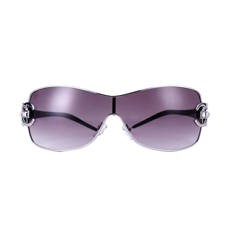 HUHAITANG Luxury Oversized Diamond Sunglasses Women Brand Elegant Goggle Sunglass For Womens Italy Designer Sun Glasses Ladies - Цвет линз: Gray
