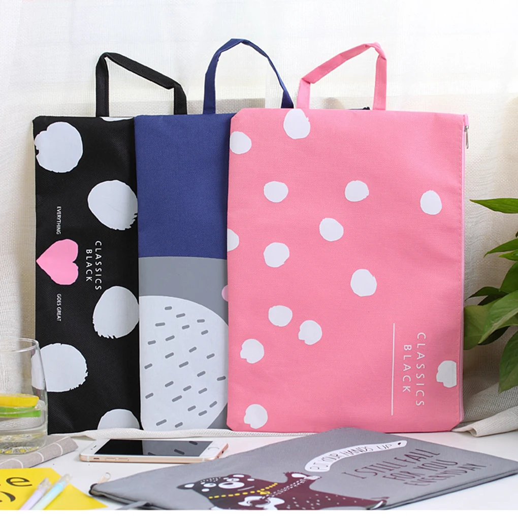 

1pcs A4 Waterproof Polyester Fabric File Folder For Documents Stationery Multifunctional Multilayer Document Bag Zipper Handbag