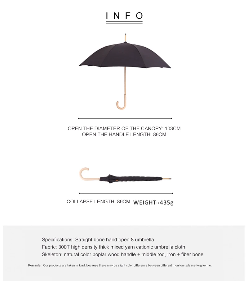 Зонт из дерева, с длинной ручкой, для дождя, для женщин и мужчин, в японском стиле, для гольфа, большой зонт, ветрозащитный солнцезащитный зонтик, 8 ребер, зонты