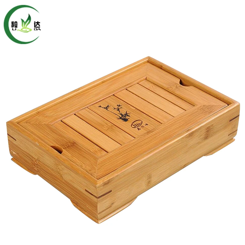27*18cm 100 Natural Bamboo Gong Fu Tea Set Tray Tea Table Serving Tray Cha Pan Teapot Trivets