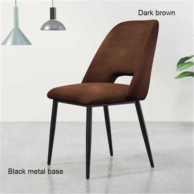 Современный в стиле минимализма нордический нержавеющий стальной обеденный стул Повседневная мебель домашний стул ресторан кухня диван для кафе стул - Цвет: Black baseDark brown