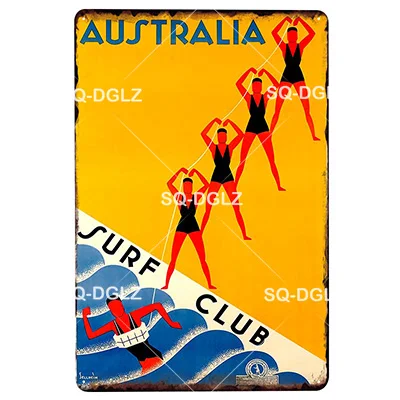 [SQ-DGLZ] Summer Hawaii Metal Tin Sign Aruba Plaque Paint Australia Wall Decor Beach Painting Plaques