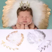 Новорожденный ребенок Младенец Угол Крылья костюм с принтом листья фото реквизит наряды