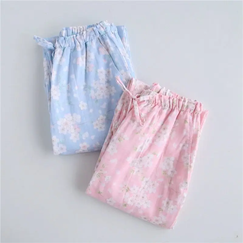 

2019 Autumn Girls Brand Homewear Women Casual Print sleepwear bottom Ladies long length nighty pants Female 100% Cotton Trousers