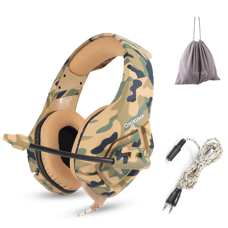

ONIKUMA K1 Camouflage Gaming Headphone Bass Casque Gamer Headset 3.5mm jack with Mic for PS4 PC Xbox One Mobile Phone Tablet