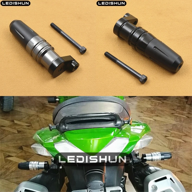 

Motorcycle CNC Black Aluminum Crash Pads Exhaust Sliders Crash Protector For Kawasaki ZZR1400 ZX14R ZZR 1400 ZX-14R NINJA