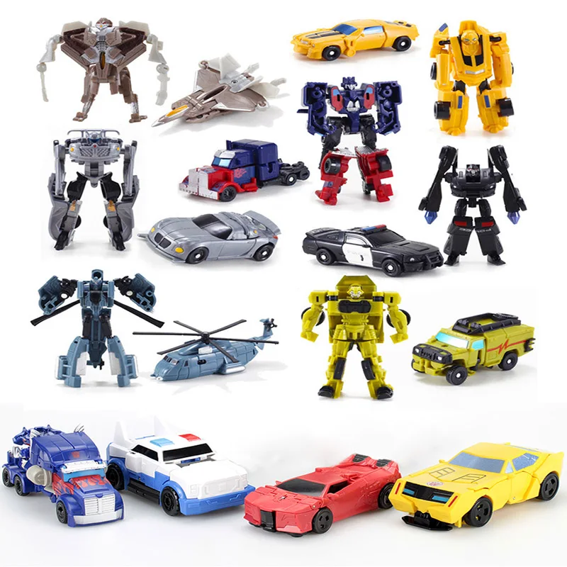 Kids Transformation Robot Car Anime Action Figure Toy Plastic Mini Deformation Robot Classic Education Toy For Children Boy Gift