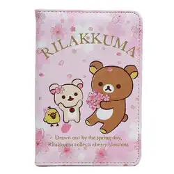 Мультяшный коричневый медведь Обложка для паспорта для женщин pu кожаный Органайзер для хранения карт чехол для визиток кошелек для
