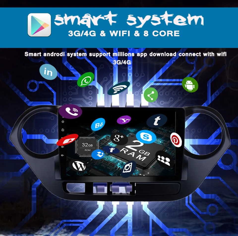 Flash Deal Android 9.0 4+64G Car DVD Player for Hyundai I10 10 2013+ GPS navigation multimedia satnav stereo radio tape recorder Head Unit 4