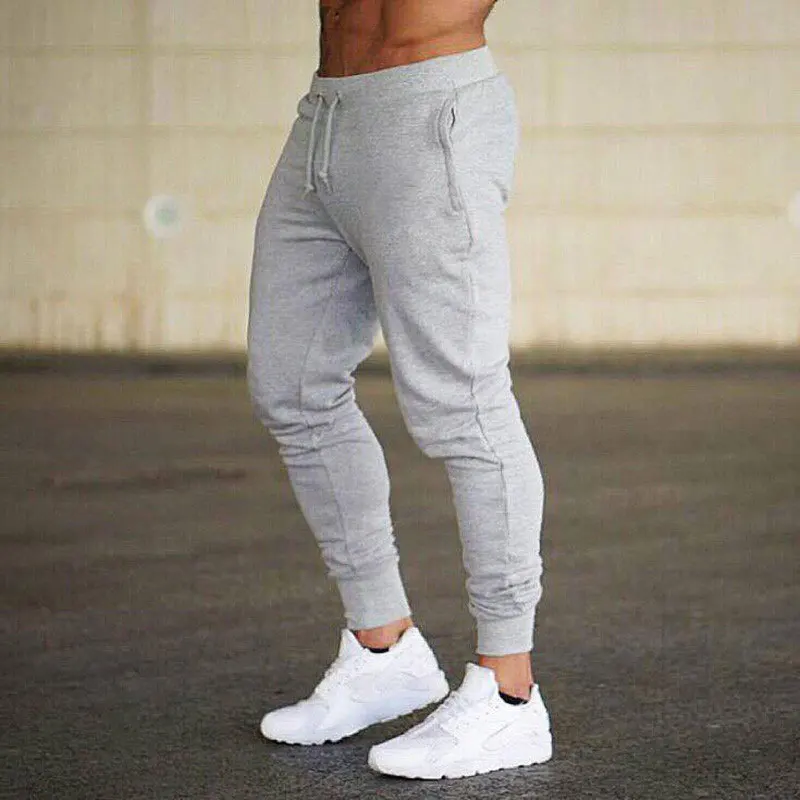 Мужские облегающие штаны для бега эластичные тренировочные брюки спортивные тренировочные штаны для спортзала однотонные штаны для бега со шнурком Бодибилдинг Фитнес-человек