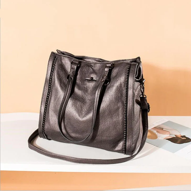 

Women bag Oil wax Women's Leather Handbags Luxury Lady Hand Bags With Purse Pocket Women messenger bag Big Tote Sac Bols