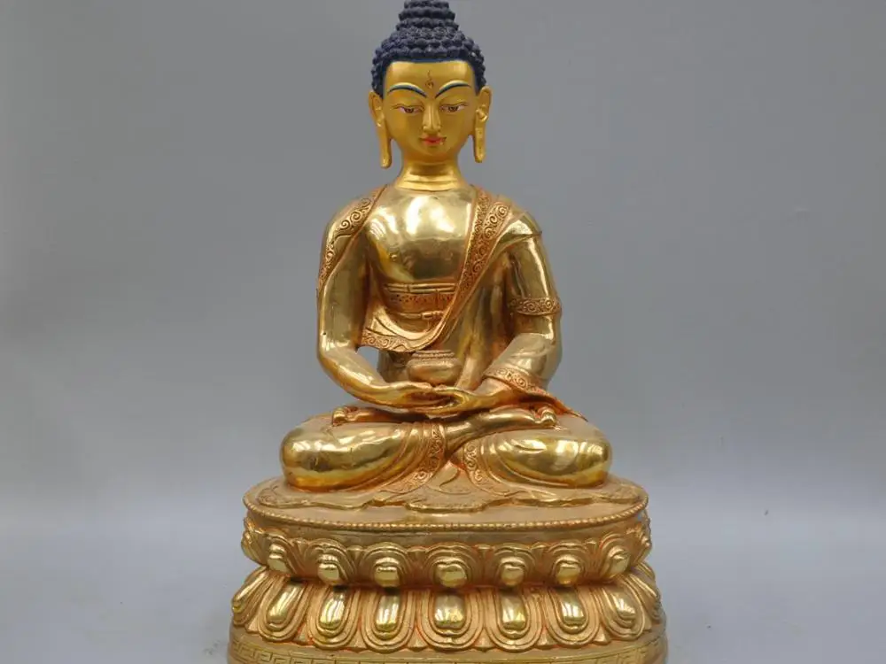 

13'' China Tibet Shakyamuni Amitabha Buddha Bronze Statue