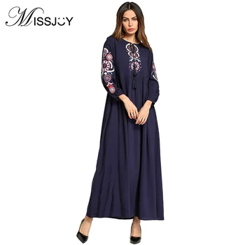 

MISSJOY 2018 Islam Jupe Musulmane Longue Women Modest Clothing Turkish Abaya Dubai Muslim Dress Embroidery Moroccan Kaftan