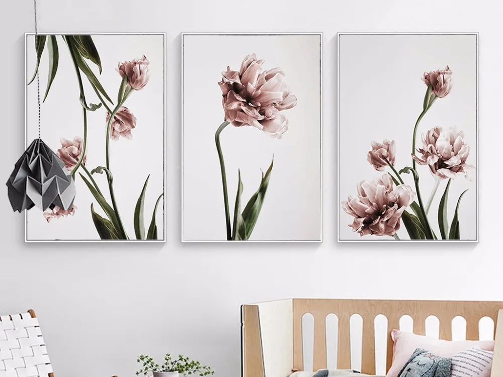 

Nordic Home Decor Tulip Canvas Flower Posters and Prints Modern Wall Modular Pictures For Living Room Canvas Print Oil Painting