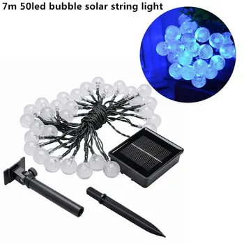 

7m 50LED bubble Solar String Lights Outdoor Fairy Light String for Christmas Wedding Party Decoration with Solar Panel