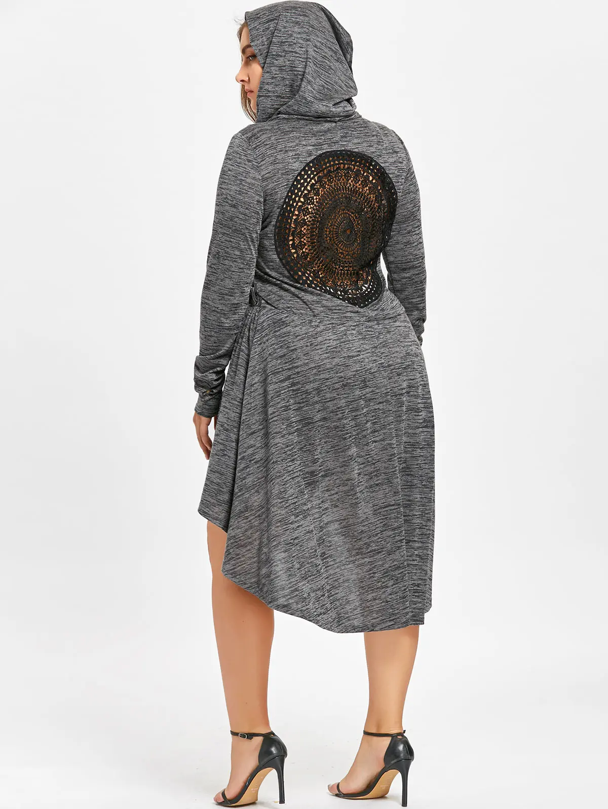 Dip Hem Button Up Long Sleeve Dress