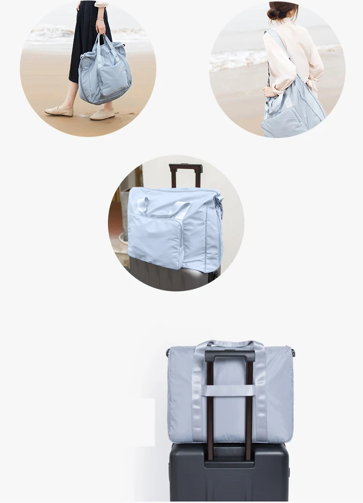 New Foldable Large Travel Bag Women Fashion Big Duffle Bag Shoulder Portable Weekend Bags Waterproof Travel Organizer Tote Pink