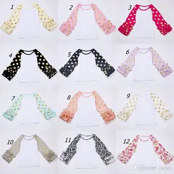 

Baby gold dots printed tops Spring Autumn lace cuff long sleeve t-shirts suitable for Children 12colors