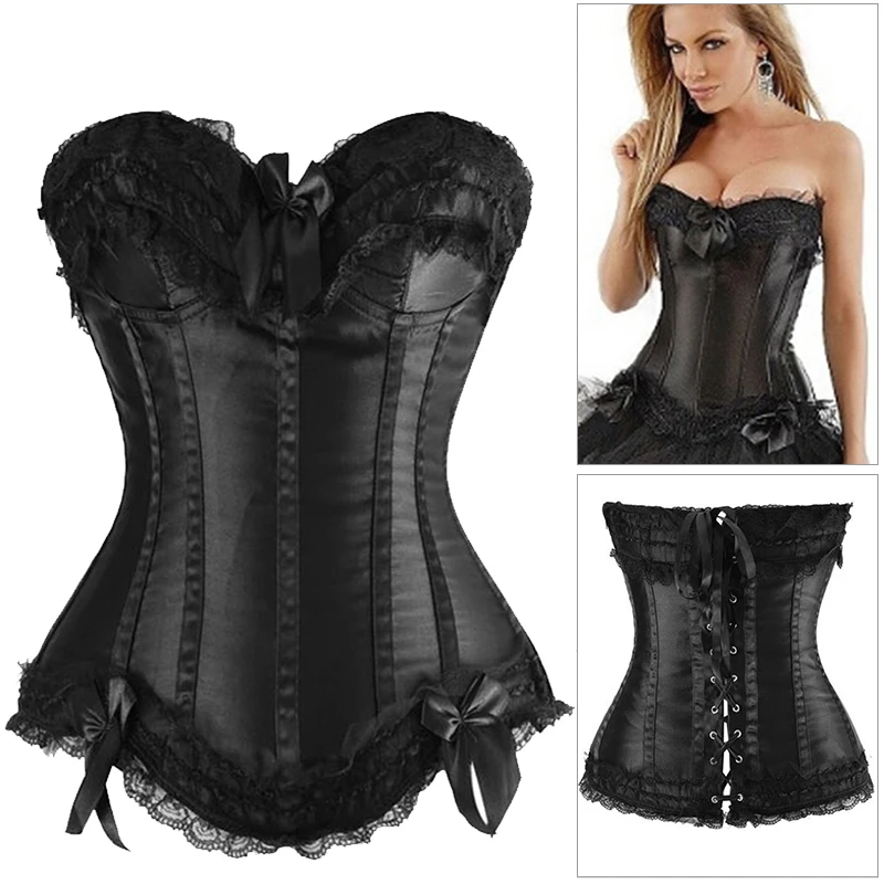 Women Steampunk Corset Top Satin Corsets And Bustiers Waist Trainer Skirt Dresses Body Shapewear Burlesque Corset Halloween
