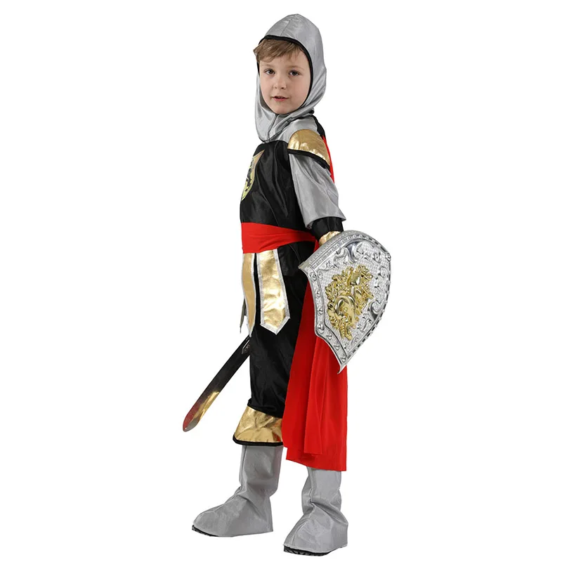 Boys Medieval Knight Costume for Kids - European Royal Prince Warrior Cosplay Dress-Up for Halloween Carnival and Fancy Parties image 4
