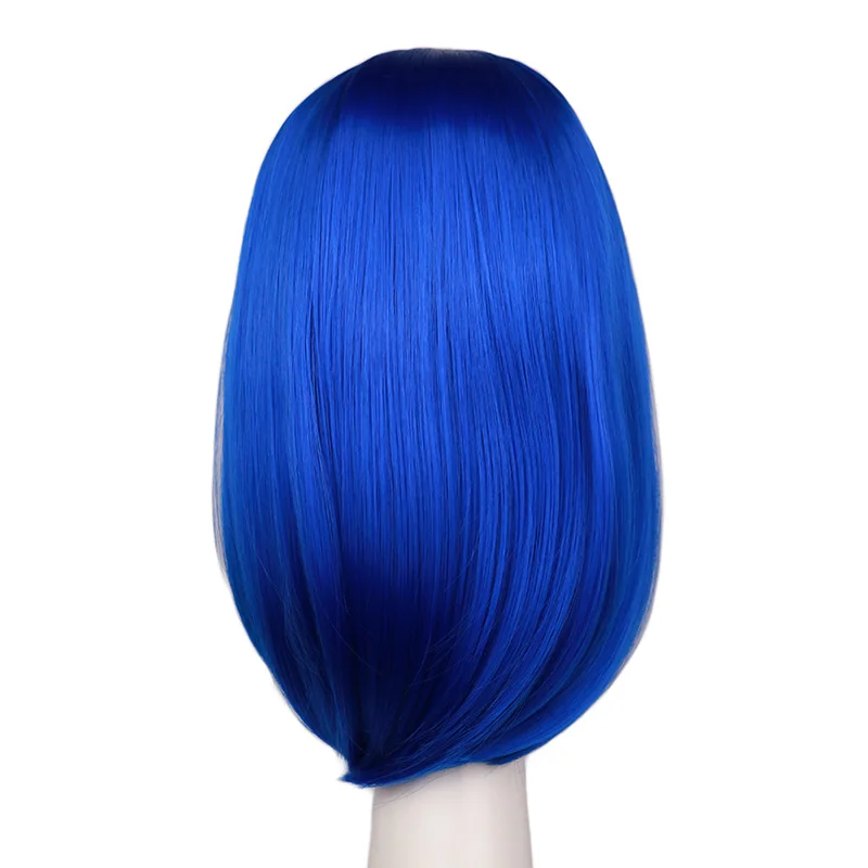 QQXCAIW женские Девушки Боб прямой косплей парик костюм Вечерние черные белые синие красные розовые 40 см синтетические волосы парики - Цвет: dark blue