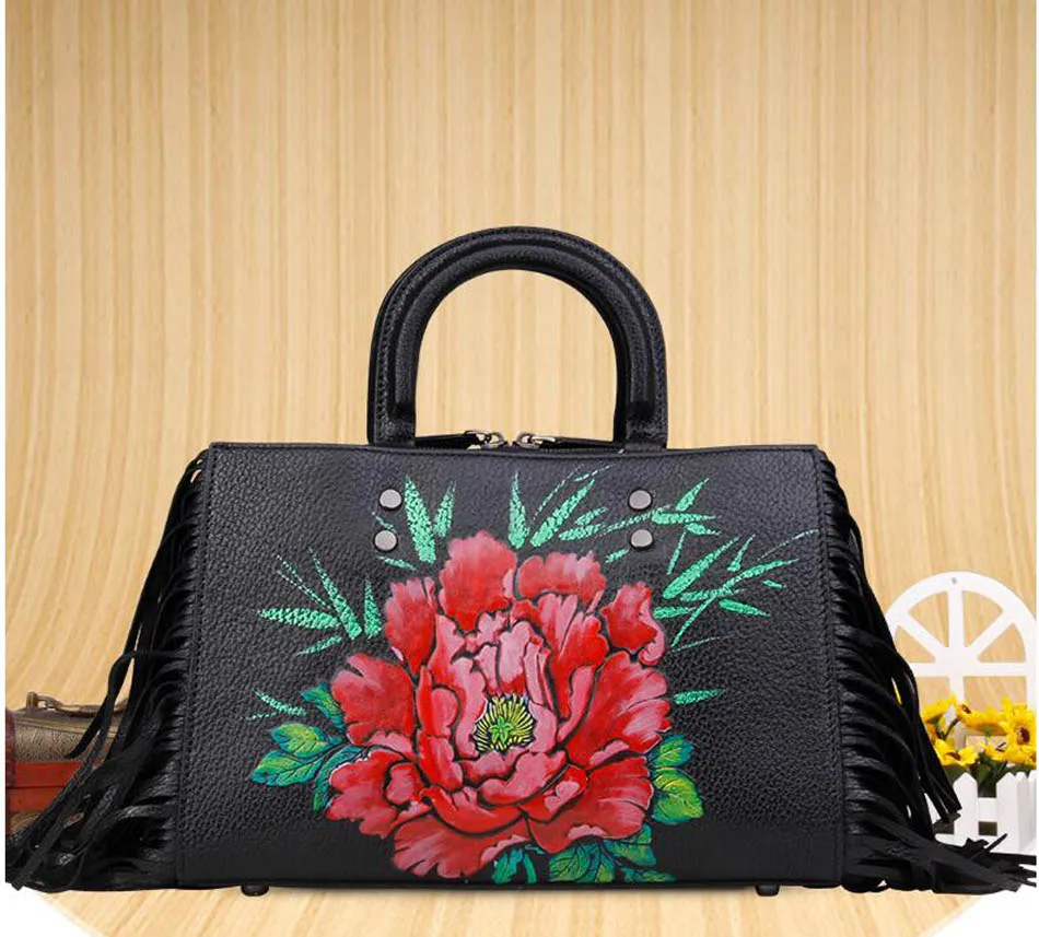 hand painted leather handbags