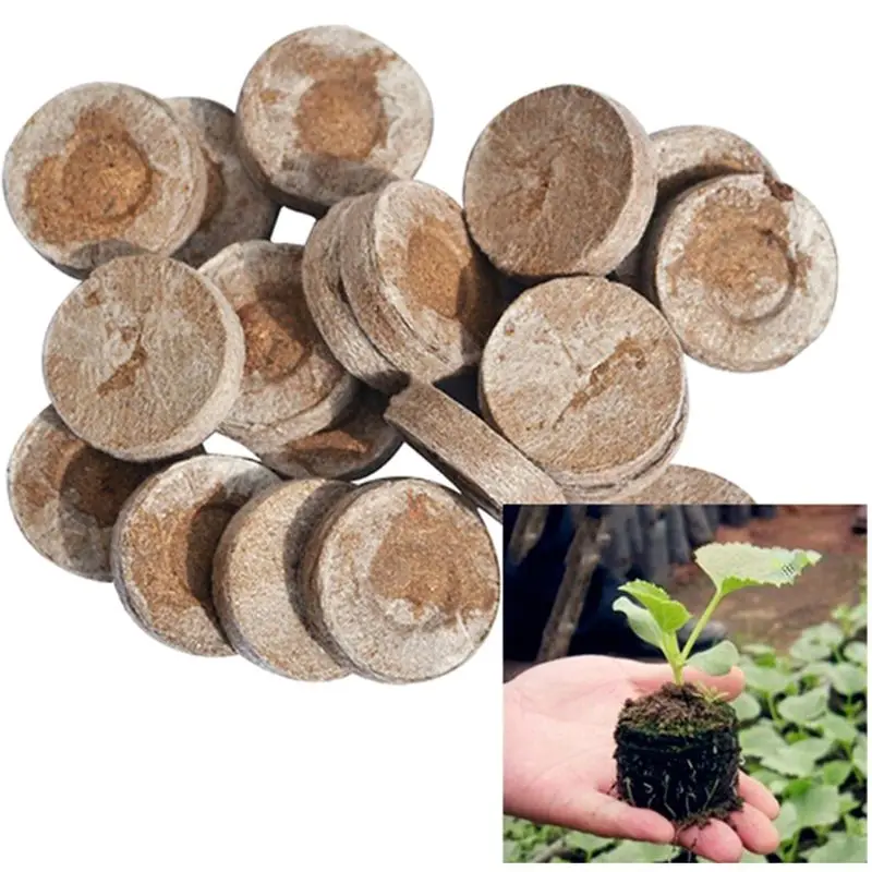 

100Pcs Nursery Nutrient Blocks Peat seedling Blocks Rich in Magic Soil Medium for Garden Pouring