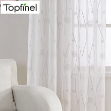 New Embroidered White Sheer Curtains for Living Room Bedroom Abstract Pattern Window Tulle Kitchen Small Window Curtains Drapes