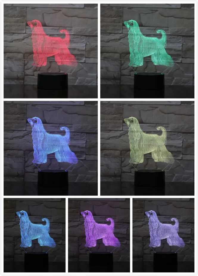 Afghan Hound настольная лампа для собаки прикроватная 3D иллюзия 7 цветов декоративная