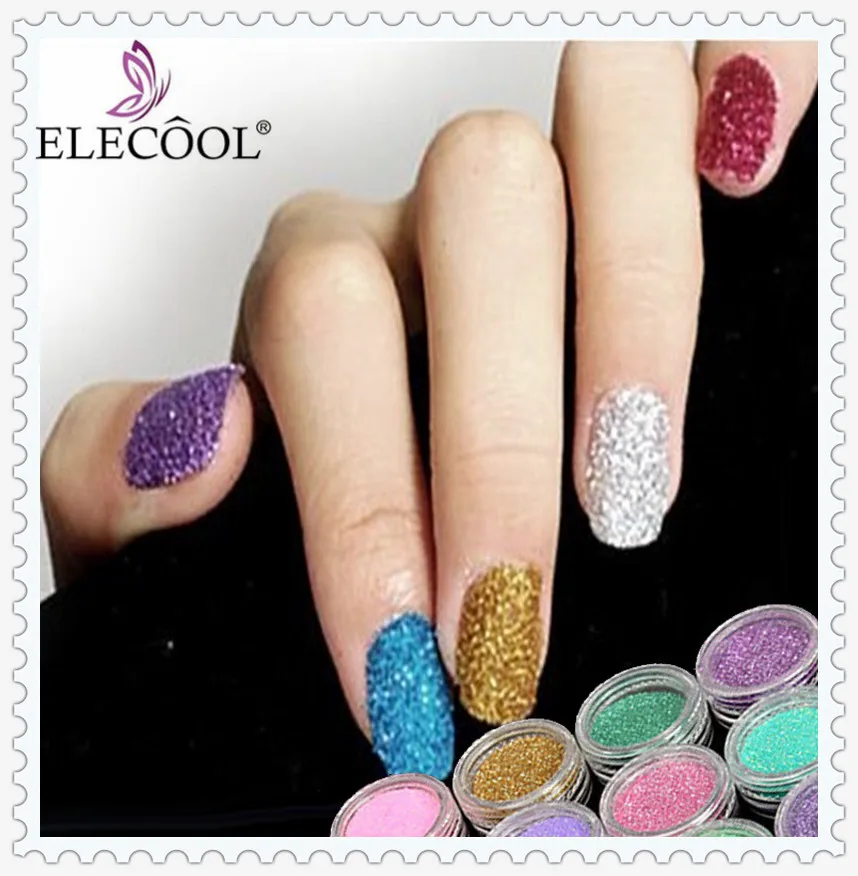 

ELECOOL 45 Pcs Rose Gold Black Blue Purple Nail Glitter Powder Dust Shining Assorted Colors Chrome UV Gel DIY Decoration TSLM1