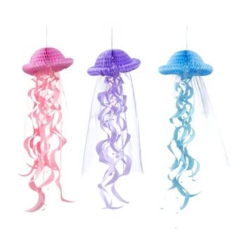 

1PC DIY Hanging Jellyfish Party Decoration Honeycomb Craft Pastel Mermaid Party Decor Under the Sea Kids Birthday Party Supplies