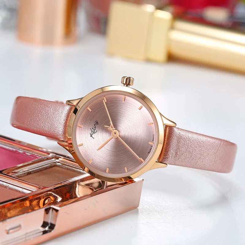 

Ketiny Relogio Feminino 2018 Women Watch Luxury Top Brand Dress Watch Women Clock Genuine Leather Pink Fashion Watch Ladies