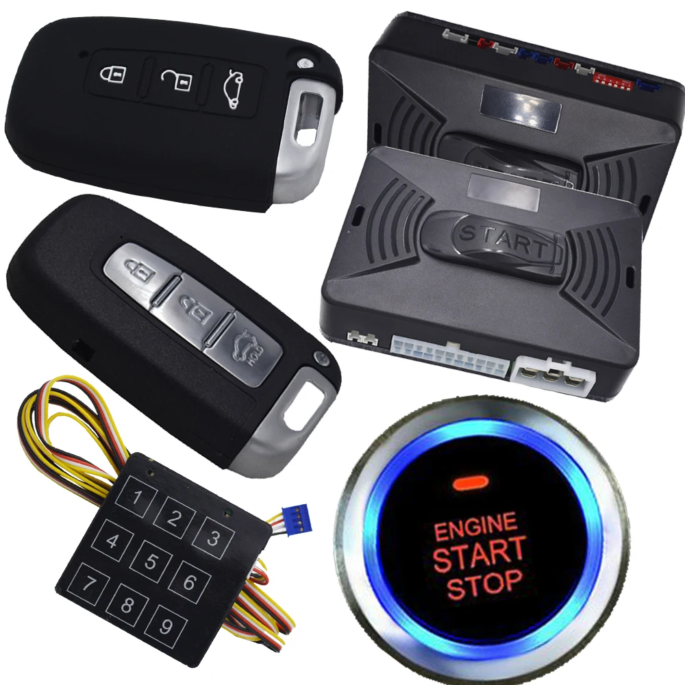 

auto car engine start alarm system with keyless entry central lock system shock sensor and side door double alarm protection