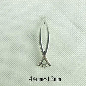 

50PCS 44*12MM Antique Silver Hollow Out Fish Connectors Jewlery Handmade Making for Bracelet Connectors Accessories Wholesale