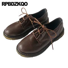 Китайские коричневые туфли на плоской подошве в японском стиле; черные дизайнерские туфли в стиле ретро; коллекция года; винтажные женские туфли-оксфорды с круглым носком; женские туфли на шнуровке в стиле mori girl