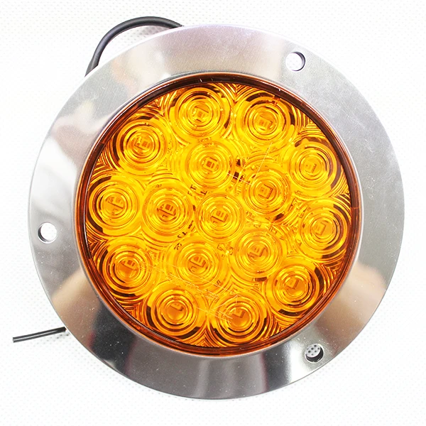 

1Pair 12-24V Yellow / White Round Reverse Brake Turn Signal Rear Tail Light 16 LED for Car Truck Trailer RV