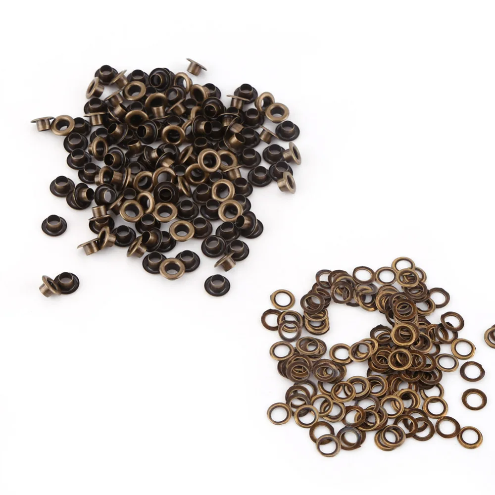 100pcs/lot Metal Eyelets Grommets 4mm 5mm 6mm for Leather Craft DIY