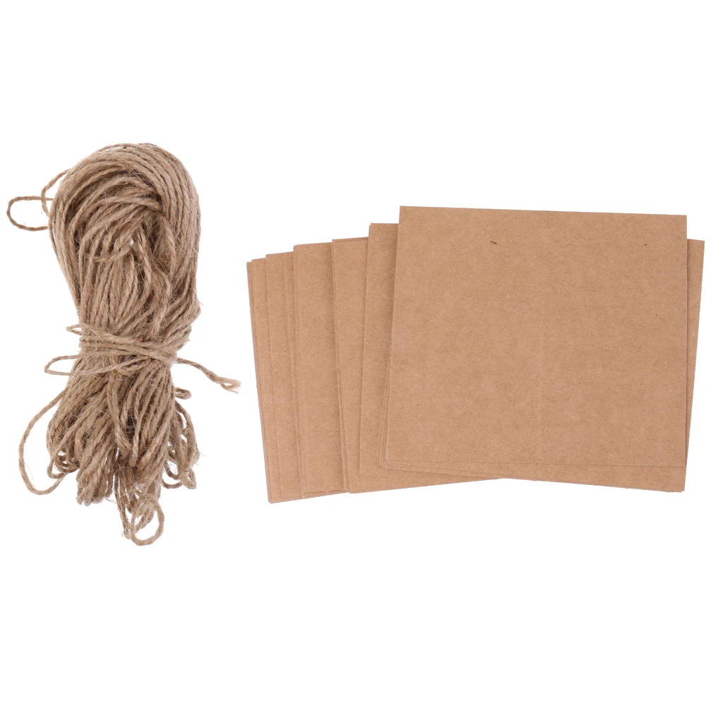 50 Pieces Kraft Paper Blank Place Name Card Rustic Wedding Table Card Twine Bow Wedding Birthday Party Table Card Waterproof 