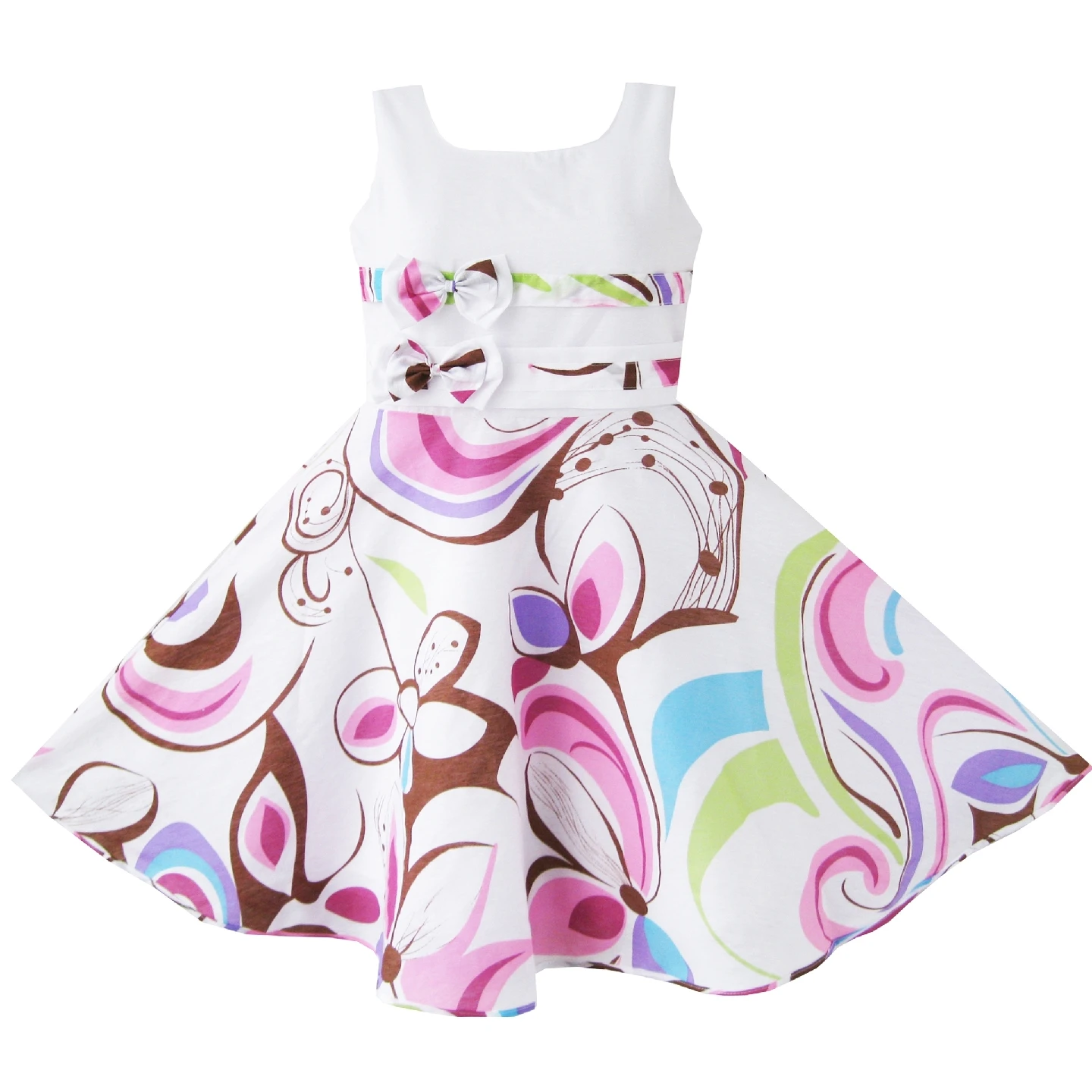 Sunny Fashion платья для девочек платье Пурпурный Пейсли Цветок Двойной