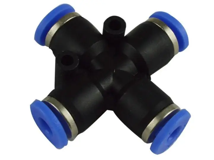 

5pcs Pneumatic Cross Union Push In To Connect Fitting Tube OD 1/4" Quick Release