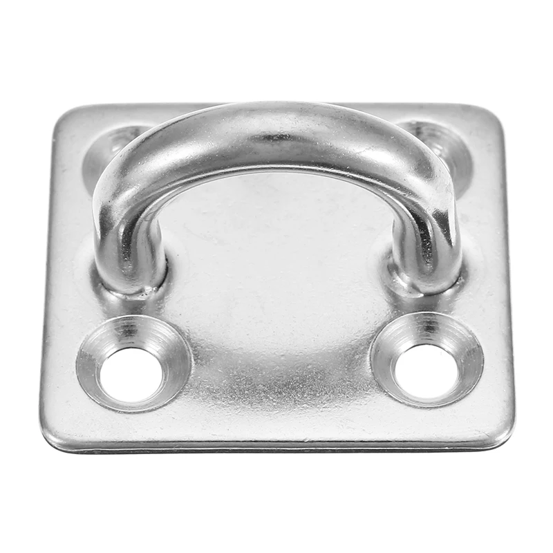 4 Holes Stainless Steel Eye Plate Rectangle Rope Fixing With Ring Marine