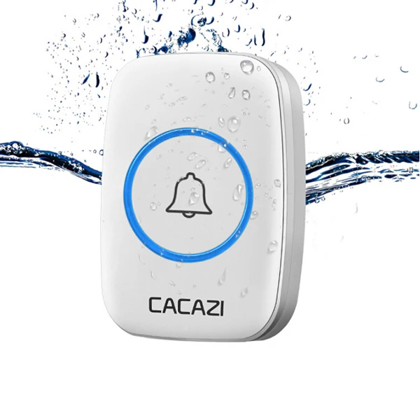 CACAZI Беспроводной Водонепроницаемый дверной звонок интеллектуальных звонок удаленного передатчик Smart дверной звонок колокольчика с светодио дный свет