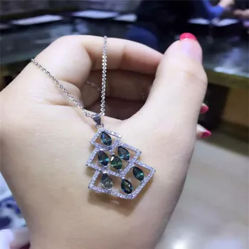 

KJJEAXCMY boutique jewels 925 Pure silver inlay natural shandong sapphire pine female pendant + necklace