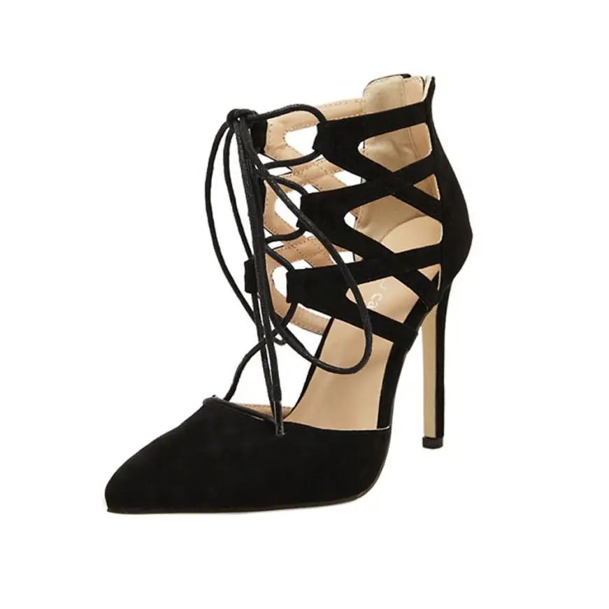 

Shoes For Women Fashion Ladies High Block Heels Ankle Strappy Lace-UP Sandals Party Sandals Sexy Shoes With Box zapatos mujer A5